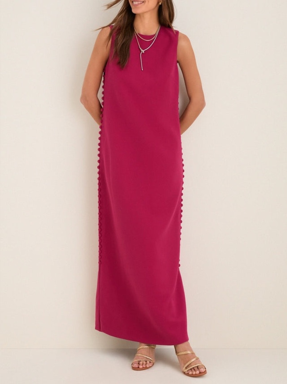 NWT Tuckernuck Raspberry Crepe Button Camille Maxi Dress (MSRP: $298) Size 10